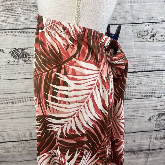 Antthony Skirt Plus size 1X Brown Coral Slinky Tropial High Low Stretch Cruise - Picture 7 of 11